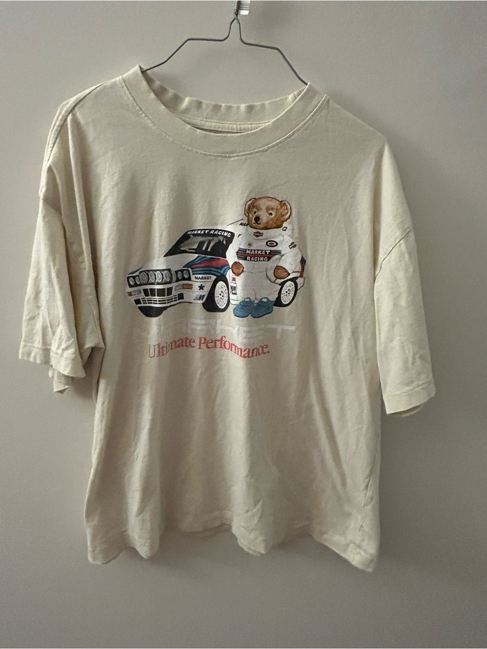 Arket Cream Graphic Racing Bear Short Sleeve Tee